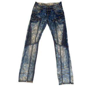 Ragstar Mens Acid Wash tie dye Stretch Denim Jeans Size 30 Button Fly Light Blue